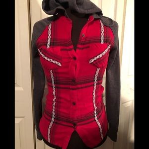 Empire Button up red flannel top